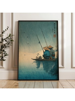 Ninastore Japon Ukiyo-E Balıkçı ve Kedi Vintage Tarzı Dijital Poster Indirme