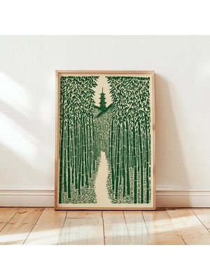 Ninastore Bambu Ormanı Posteri Japon Bahçesi Baskısı Yeşil Duvar Sanatı