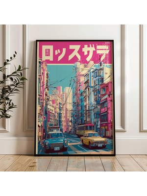 Ninastore Vintage Şehir Sokağı Manzarası Japon Şehir Pop Dijital Poster Indirme