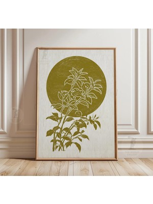 Ninastore Botanik Yaprak Baskısı | Japon Tarzı Bitki Duvar Sanatı Minimalist Doğa Illüstrasyonu