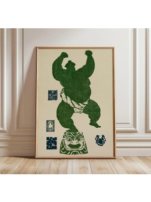 Ninastore Japon Sumo Güreşçisi Posteri | Vintage Dövüş Sanatları Duvar Sanatı | Atletik Dövüşçü Baskısı