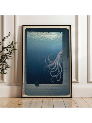 Ninastore Japon Ahtapotu Posteri, Vintage Japon Sanat Baskısı, Oryantal Duvar Sanatı, Geleneksel Ahşap Baskı Tarzı, Zen Doğa Ev Dekorasyonu