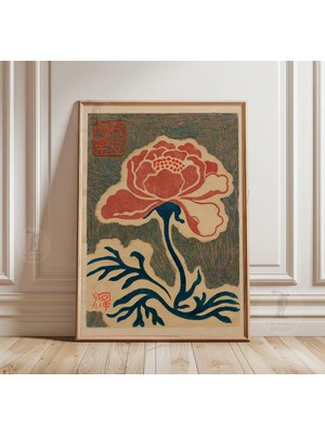 Ninastore Vintage Çiçekli Halk Sanatı Posteri Japon Çiçek Duvar Sanatı Kağıt Baskısı