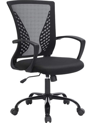 Tr Ofis Sandalyesi, 360 Döner Sandalye, Sallanma Fonksiyonlu, Nefes Alabilir, Ofis, Çalışma Odası, 120 Kg'a Kadar Taşıyabilir, Siyah, OBN22BK