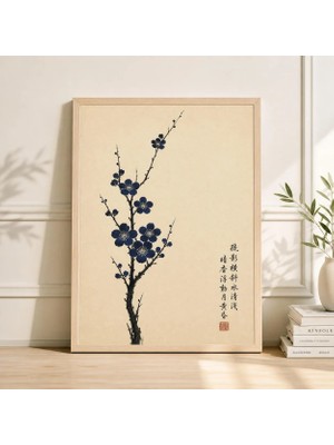 Ninastore Japon Çiçek Sanatı Baskısı Minimalist Mürekkep Dal Çiçeği Duvar Sanatı