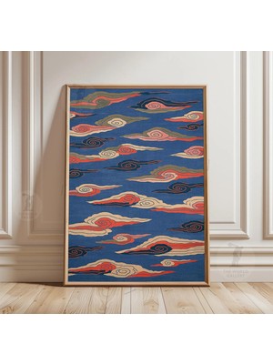 Ninastore Japon Bulut Desenli Poster Soyut Gökyüzü Duvar Sanatı Baskısı