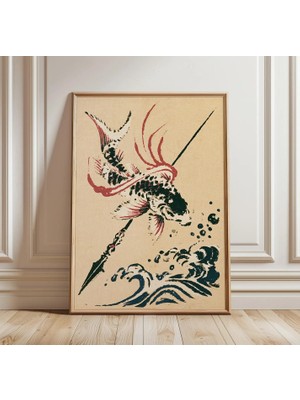 Ninastore Japon Koi Balığı Baskısı | Asya Sazanı Duvar Sanatı | Vintage Okyanus Posteri
