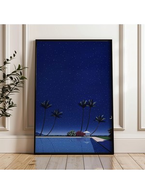 Ninastore Tropikal Gece Havuz Başı Japon Şehir Pop Dijital Poster Indirme