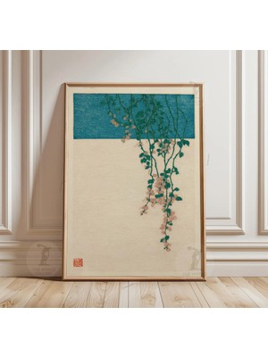 Ninastore Sakura Çiçeği Poster Baskısı | Japon Minimalist Botanik Duvar Sanatı | Vintage Tarzı Çiçek Illüstrasyonu