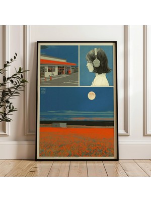 Ninastore Retro Japon Vaporwave Posteri: Y2K Indie Oda Sanatı (Dijital Indirme)