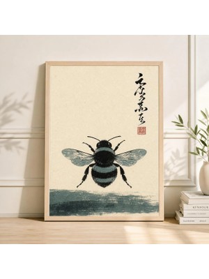 Ninastore Arı Posteri Japon Tarzı Böcek Sanatı Minimalist Doğa Illüstrasyonu Baskısı