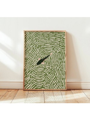 Ninastore Japon Koi Balığı Posteri | Minimalist Yeşil Duvar Sanatı | Soyut Gölet Baskısı | Japandi Ev Dekorasyonu