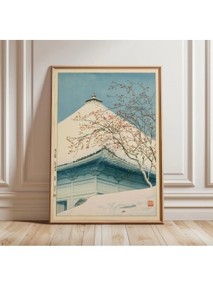 Ninastore Japon Kış Tapınağı Posteri Kar Manzarası Duvar Sanatı Zen Baskısı