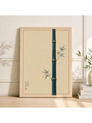 Ninastore Minimalist Bambu Posteri Yeşil Şakuhachi Flüt Duvar Sanatı Baskısı Japon Botanik Çizgi Illüstrasyonu