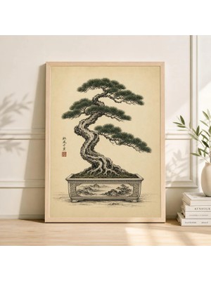 Ninastore Bonsai Ağacı Posteri Japon Mürekkep Resmi Zen Ev Dekorasyonu