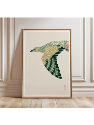 Ninastore Uçan Kuş Mozaik Poster Japon Minimalist Hayvan Duvar Sanatı