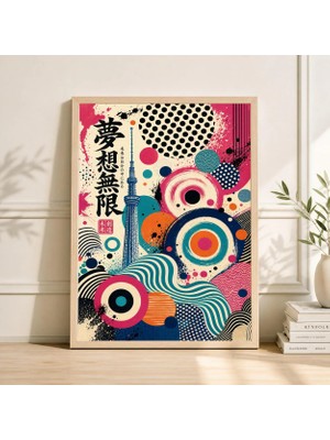 Ninastore Japon Pop Art Posteri, Orta Çağ Moderni, Daireler Baskısı