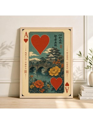 Ninastore Japon Oyun Kartı Sanatı Baskısı, Orta Çağ Modern Kalpler Posteri, Ukiyo-E Ahşap Baskı Duvar Dekoru
