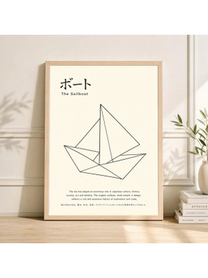 Ninastore Japon Origami Yelkenli Baskısı Minimalist Oryantal Duvar Sanatı