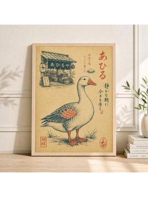 Ninastore Japon Ördek Illüstrasyon Posteri Minimalist Halk Sanatı Kuş Baskısı Vintage Kaz Duvar Sanatı