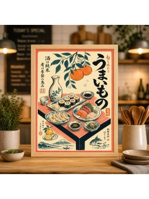 Ninastore Japon Suşi Sanat Baskısı Minimalist Mutfak Dekorasyonu Retro Yemek Posteri