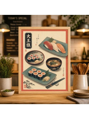 Ninastore Vintage Japon Suşi Posteri Minimalist Mutfak Sanat Baskısı