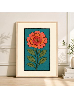 Ninastore Japon Şakayık Sanat Baskısı Vintage Çiçekli Duvar Dekoru Halk Sanatı Botanik Poster