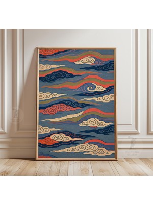 Ninastore Japon Bulut Desenli Poster Soyut Gökyüzü Duvar Sanatı Baskısı