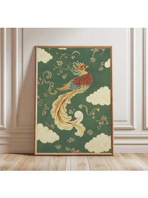 Ninastore Anka Kuşu Bulutu Duvar Sanatı Japon Vintage Poster Oryantal Mitoloji Baskısı