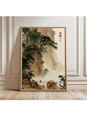Ninastore Japon Dağ Tapınağı Posteri Asya Manzarası Duvar Sanatı Kağıt Baskı