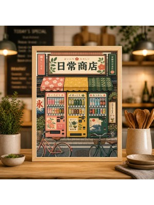 Ninastore Japon Otomat Makinesi Baskılı Retro Atıştırmalık Yiyecek Şehir Duvar Sanatı