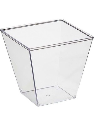 Bibizde Pvc Prizma Mini Mika Kare Kap Küp Sunum Kase 200CC 25 Adet Kokteyller İçin İdeal