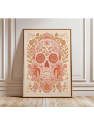 Ninastore Şeker Kafatası Posteri Ölüler Günü Duvar Sanatı Baskısı Çiçekli Meksika Kafatası Sanat Eseri Boho Gotik Dekor Renkli Festivalden Ilham Alan Ev Sanatı
