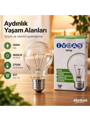 Tr 2 Adet 100W E27 Duy 1800LM Akkor Işıklı Halojen Ampul-Sarı Işık 2700K Ampul