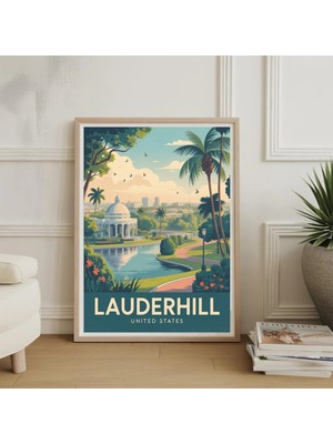 Ninastore Lauderhill Vintage Seyahat Posteri: Ikonik Yer Işaretleri, Manzaralı Görünümler, Ev Dekorasyonu Baskısı