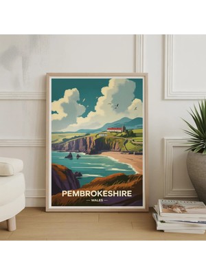 Ninastore Pembrokeshire Seyahat Posteri, Manzaralı Duvar Sanatı, Doğa Severler Için Hediye, Ev ve Ofis Dekorasyonu