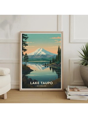 Ninastore Yeni Zelanda Taupo Gölü Seyahat Posteri – Manzaralı Duvar Sanatı Ev Dekorasyonu