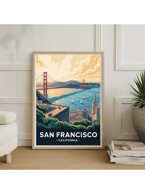 Ninastore San Francisco Seyahat Posteri, Manzaralı Şehir Manzarası Sanatı, Gezme Tutkusunu Ilham Veren Duvar Sanatı, Ev ve Ofis Dekorasyonu