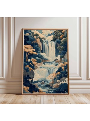 Ninastore Şelale Manzara Posteri Dağ Şelalesi Sanatı Manzaralı Doğa Baskısı Vintage Tarzı Şelale Doğa Duvar Dekoru Rahatlatıcı Ev Sanatı