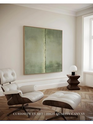 Ninastore Minimalist Soyut Kanvas Duvar Sanatı Adaçayı Yeşili Nötr Tablo Modern Çerçeveli Kanvas Wabi Sabi Çağdaş Dekor Ca-41