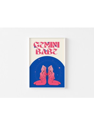 Ninastore Ikizler Burcu Baskısı - Ikizler Güzeli Burç Sanatı Renkli Astroloji Posteri Retro Burç Parlak Cesur Pastel Y2K 90'lar Eğlenceli ve Şık
