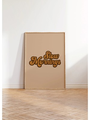 Ninastore 1970'LER Retro Yavaş Sabahlar Baskısı - 70'ler Retro Bej Kahverengi Turuncu Renk Paleti Yavaş Sabahlar Farkındalık Sıcak Boho Renkler Yavaş Yaşam Sanatı