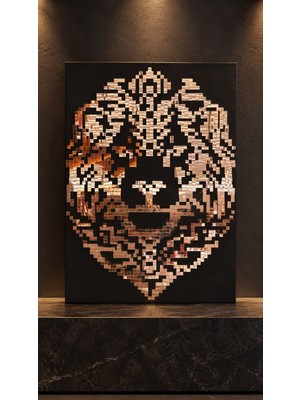 Durino 50×70 cm El Yapımı Aslan Figürlü Ayna Mozaik Tablo
