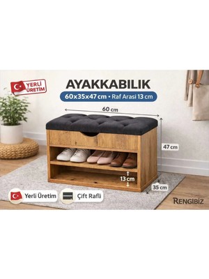 Rengibiz Mita Sandıklı Ayakkabılık, Puflu Ayakkabılık, Beyaz Ayakkabılık, Ayakkabı Dolabı, Puf Sandık,