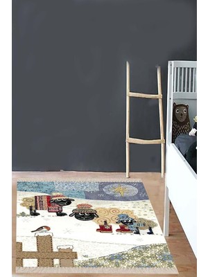 Belirtilmemiş Pelangi Desenli Çocuk Odası Halısı, -Beyaz 80 x 350