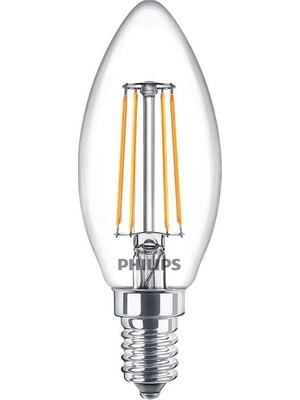 TeknoKapsül Philips LED Classic 40W B35 LED Mum Filament Ampul, 2700K Sarı Işık, E14 Ince Duy, Dim Edilmez
