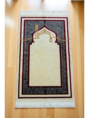 Belirtilmemiş Detaylı Lüks Kaymaz Tabanlı Kadife Seccade