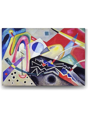 Belirtilmemiş Wassily Kandinsky - White Zig Zags Tablosu - 45X30CM