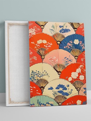 Belirtilmemiş Postermanya Fan Flora, Yelpaze Çiçekleri, Japon Sanatı Kanvas Tablo - Tuval Tablo, Sanatsal Dekoras