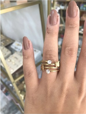 LinAlya Jewelry Kelebek ve Taş Model Yüzük